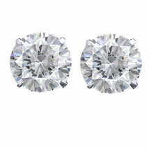 2.75Ct Moissanita Diamante Solitario Dormilonas a Presión 14K Blanco Chapado - $116.46