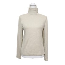 St. John NWT Turtleneck Long Sleeve Metallic Ribbed Top Cream Gold Women... - £82.21 GBP