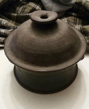 Vintage Brown Stoneware Dutch Oven With lid and Handles Signed Pot R. Deim? - $85.99