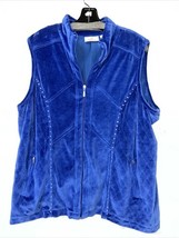 Quacker Factory Women&#39;s Vest Royal Blue w/ Sequins Zip Front Size 1X - $28.71