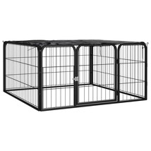 Dog Playpen 4 Panels Black 100x50 cm Powder-coated Steel - £50.87 GBP