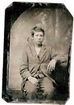 Tintype Photo of a Nice Young Boy in Suit - Rosy Cheeks - See original scan #2 - £15.53 GBP