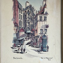 Vintage Wood Framed Philip Bawcombe Lithograph - &quot;Rue de Clignancourt&quot; Paris - £78.33 GBP