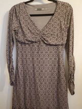Athleta Ruched Bust Empire Waist Gray Plum Geometric Design Dress Size S... - $201.79 MXN