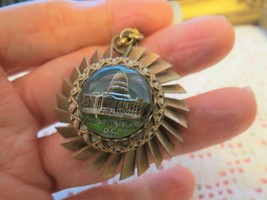Washington DC Glass Dome Souvenir Pendant Necklace Rare Pin Wheel Shape ... - £26.30 GBP