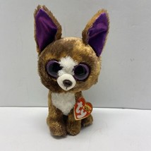 Ty Beanie Boo Puppy Purple Glitter Eyes 6&quot; Chihuahua Dog Dexter Plush Toy - $10.03