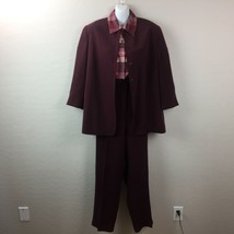 Vtg Rena Rowan Womens Silk Pants Blazer Blouse Suit Set Outfit Plum 10 1... - $59.99
