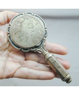 Engraved Antique 835 Silver Hand Mirror Compact &amp; Lipstick Holder Hallma... - €237,19 EUR