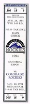 1994 Expos @ Rockies Full Unused Phantom Ticket August 24th Strike Year - £7.54 GBP