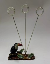 Three Photo Metal Picture Wire Holder Toucan Bird Rhinestone Enamel - £7.86 GBP