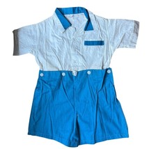 Rare Vtg 1940s Deadstock Boys 2-Piece Set Teal /White Sz 5 American Pick... - $43.56