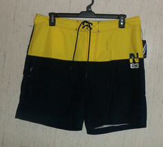 NWT MENS NAUTICA NAVY BLUE W/ YELLOW SWIM TRUNKS / BOARD SHORTS   SIZE 36W - £26.12 GBP