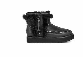 UGG 1102950 Fluff Punk Leather &amp; Sheepskin Boots Black ( 5 )  - £108.40 GBP