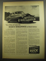 1952 Buick Roadmaster Car Ad - Out of thin air comes the highest horsepower - £14.76 GBP