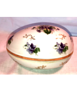 Porcelain Easter Egg Japan Violets &amp; Gold Bunnies Import Expressly for T... - $29.99