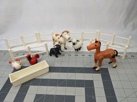 Fisher Price Little People Farm Animal Fence Trough Pigs Sheep Cow Horse... - $34.95