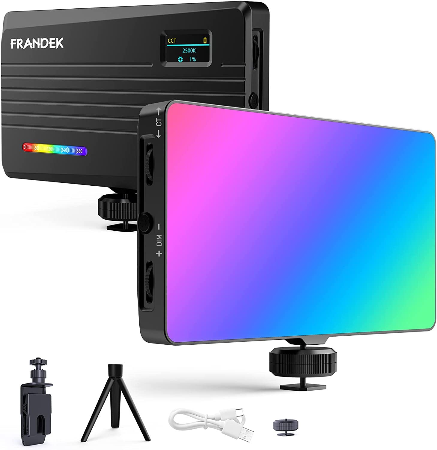 Portable Photography Lighting, Frandek Rgb On-Camera Video Lights 360°Full - $51.96