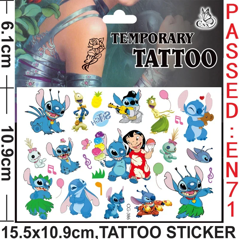 Disney Movies Lilo Stitch Tattoo Stickers 8styles Stitch Cute Anime Figu... - $3.12 CAD