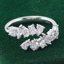 Mix Shaped Moissanite Engagement Ring 14K White Gold Anniversary Wedding VVS - $1,138.58