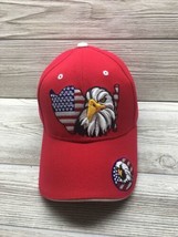 American Bald Eagle Cap Baseball Hat USA Patriotic Embroidered Red Zipba... - $9.80