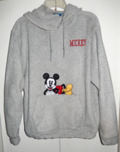 Vintage Disney Micky Mouse Large Fleece Hoodie Pullover Gray - £15.92 GBP