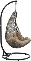 Modway Abate Wicker Rattan Outdoor Patio Porch Lounge Swing Chair Set with Stand - £404.54 GBP