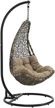 Modway Abate Wicker Rattan Outdoor Patio Porch Lounge Swing Chair Set with Stand - £387.80 GBP