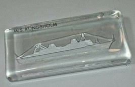 Sweden Ocean Cruise Liner M/S Kungsholm Crystal Paperweight Helkristall 1970s - £15.53 GBP