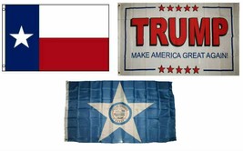 3x5 Trump White #2 &amp; State of Texas &amp; City of Houston Wholesale Set Flag 3&#39;x5&#39; - £11.89 GBP