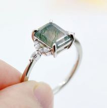 Antique Green Moss Agate 925 Solid Sterling Silver Gemstone Ring, Handmade ring - £31.51 GBP