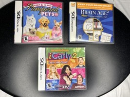 Nintendo DS Games Lot X3 I Carly 2, Pampered Pets, Brain Age 2 - $19.80