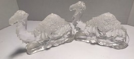 Vintage Clear Frosted Camel Figurine Lot Of 2 Both Laying. Rare - £74.31 GBP