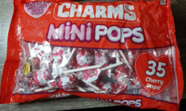 Charms Mini Pops Valentines Day Suckers1 Bag Of 35 Cherry Suckers-NEW-SH... - $18.69