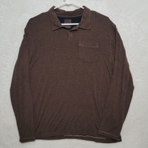 PrAna Breathe Polo Pullover Shirt Mens Size L Brown Long Sleeve Casual - £17.48 GBP