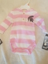 Michigan State University Spartan Pink / Green Striped Bodysuit Jumpsuit... - $327.47 MXN