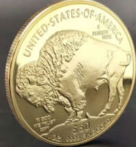 Buffalo $50 Dollars American Gold Plated Coin - £10.40 GBP