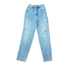 Vintage 90s Jr Size 7 Bugle Boy Jeans Distressed Blue High Rise Mom Tapered Leg - $9.47