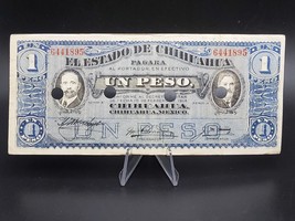 Mexico Banknote estado de Chihuahua 1 Peso 1914 ~ circulated - £5.51 GBP