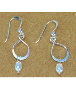 Sterling Silver Pierced Earrings w/ Pearl Pendant, Gift Boxed - $13.37 CAD