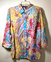 Lauren Ralph Lauren Women&#39;s 2X Blouse Multicolor Paisley  3/4 Sleeves Co... - $18.00