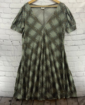 Maggy London Dress Sz 12 V-Neck Stretch A-Line Multi Color Geometric Print - $25.60