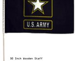 12x18 12&quot;x18&quot; U.S. Army Star Logo Emblem Stick Flag 30&quot; Wooden Staff - $9.88