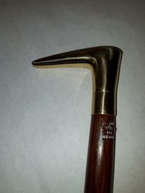 VintageDark Carved Wood Cane Walking Stick Brass Handle India Primitive ... - $27.23