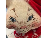 Vintage Annalee Christmas White Kitten Laying Down with Pink Paw Pad Col... - $14.95