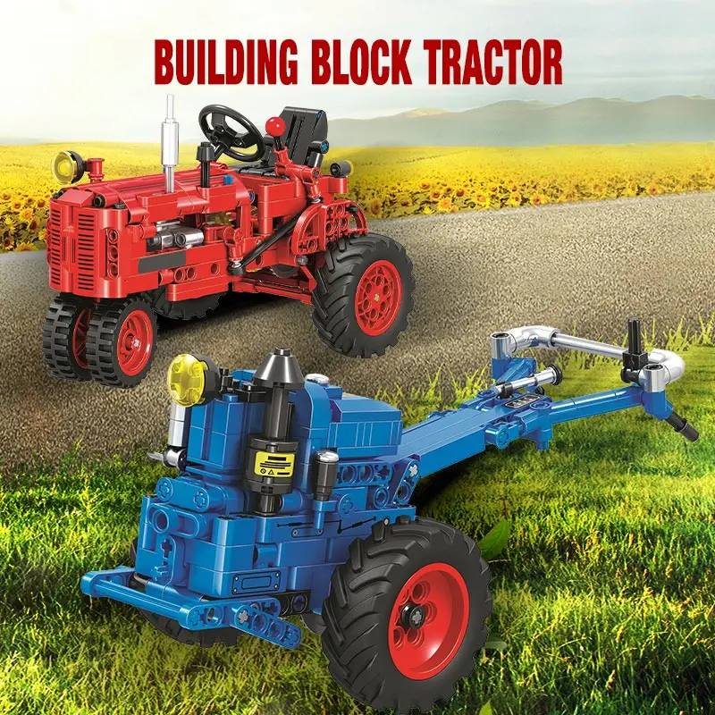 Play DIY ClAic Old Tractor Car Building Blocks City Walking Tractor Truck Bricks - £38.75 GBP