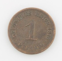 1875 German 1 Pfenning Minted in Darmstadt Better Date Very Fine KM# 1 - £47.48 GBP