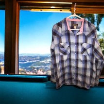 Cody James Button Up Shirt Mens 2XL Gray Pink Blue Pearl Snap Western Cowboy - £18.58 GBP