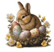 Counted Cross Stitch patterns/ Bunny and Eggs Basket/ Easter 9 - $8.99