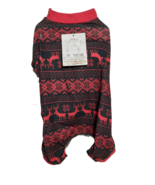 Pet Central Dog Pajamas, Pjs, Winter, Black with Red Moose &amp; Snowflakes,... - £5.31 GBP