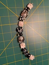 Handmade black &amp; white lampwork glass bead set - New - $696.42 MXN